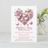 Fête des mères Invitation Brunch | Heart Macaron (Debout devant)