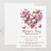 Fête des mères Invitation Brunch | Heart Macaron (Devant / Derrière)
