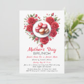 Fête des mères Invitation Brunch | Heart Macaron (Debout devant)