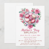 Fête des mères Invitation Brunch | Heart Macaron (Devant / Derrière)