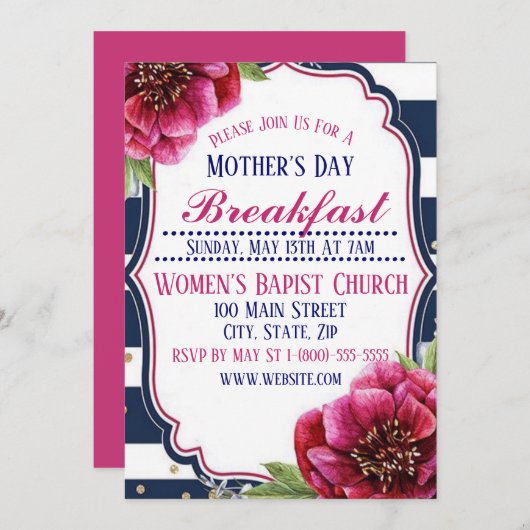 Fête des mères Invitation Carte d'appartement (Devant / Derrière)