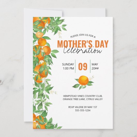 Fête des mères Invitation Citrus Oranges (Devant)