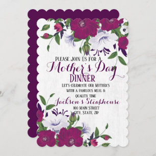 Fête des mères Invitation florale Carte plate