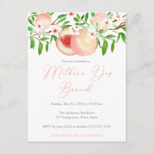 Fête des mères Invitations de brunch, douces pêche