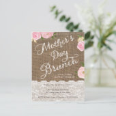 Fête des Mères Invitations de Brunch, Rustique ros (Debout devant)