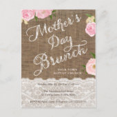 Fête des Mères Invitations de Brunch, Rustique ros (Devant)