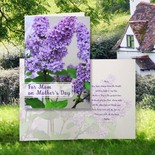Fête des mères Lilacs violet Message Message Carte