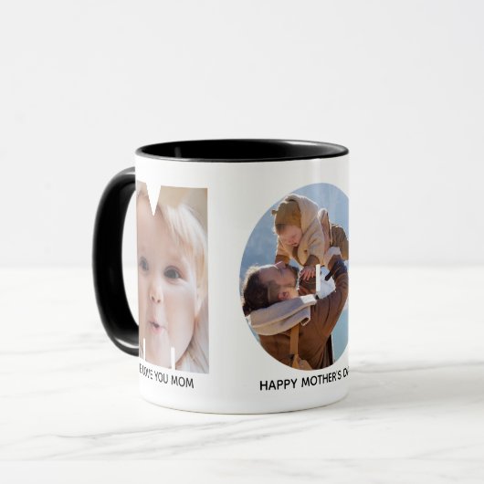 Fête des mères MDM Photo Collage Mug (Devant gauche)