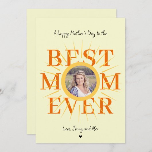 Fête des mères photo meilleure maman jamais carte (Devant / Derrière)
