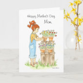 Fête des mères Pots de fleurs Carte (Fleur jaune)