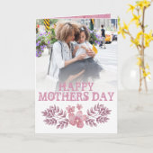 Fête des mères rose Carte photo floral (Fleur jaune)