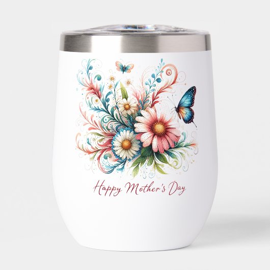 Fête des mères rose et bleu Happy (Avant)