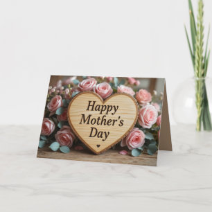 Fête des Mères Rustique Coeur en bois signe avec r