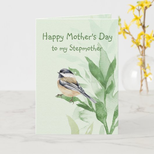 Fête des mères Stepmère Chickadee Garden Carte d'o (Fleur jaune)