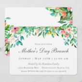 Fête des mères tropicales florales Invitation Brun (Devant / Derrière)