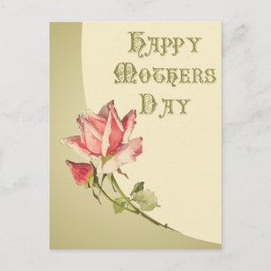 Fête des mères vintage avec carte postale rose
