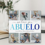 Fête des pères Abuelo Photo Collage Plaque<br><div class="desc">Élégante plaque photo grand-père avec le dicton "nous t'aimons abuelo",  6 photos de famille à remplacer par les vôtres,  et les noms des enfants.</div>