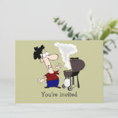 Fête des pères Barbecue Invitation  Cartoon Humour (Debout devant)
