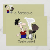 Fête des pères Barbecue Invitation  Cartoon Humour (Devant / Derrière)
