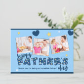 Fête des pères bleue Invitation avec photos de fam (Debout devant)