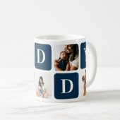 Fête des pères bleue Photo Collage Mug (Devant droit)