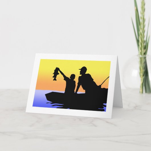 Fête des pères Carte de voeux, Père et Fils Pêche (Devant)