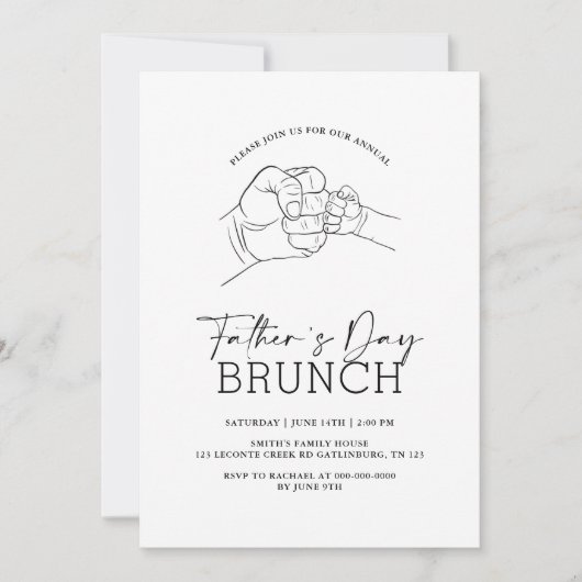 Fête des pères Élégante Rustique Brunch Invitation (Devant)