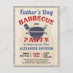 Fête des pères Invitation Vintage du barbecue