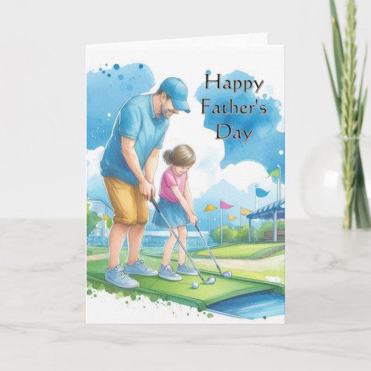 Fête des pères papa / Fille Mini carte de golf (Devant)