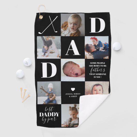 Fête des pères Papa Photo Collage Golf Serviette (En situation)