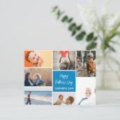 Fête des pères Photo Collage Carte postale Bleu (Debout devant)