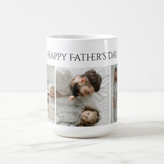 Fête des pères Photo Mug - Custom 3 Photos & Texte (Centre)