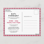 Fête des pères photo Red Plaid BQ Invitation (Dos)