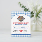 Fête des pères Plaid Bleue Photo BBQ Invitation (Debout devant)