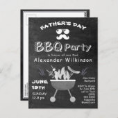 Fête des pères Rustic Chalkboard BBQ Invitation (Devant / Derrière)