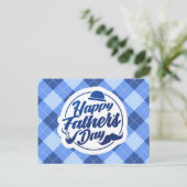 Fête des pères simple Blue Happy | Carte postale (Debout devant)