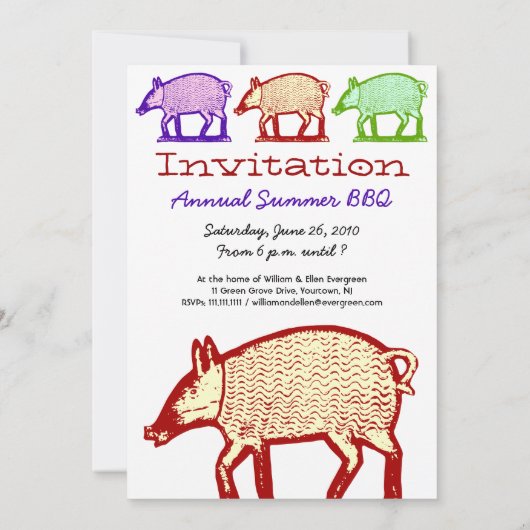 Fête des Trois Cochons, BBQ, Cuisine, Invitation P (Dos)