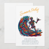 Fête d'été - Colorée Squelette Invitation Surfer (Devant / Derrière)