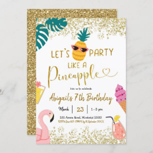 Fête d'été comme un ananas Invitation d'anniversai