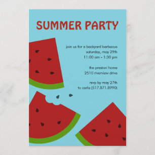 Fête d'été des tranches de pastèque Invitation