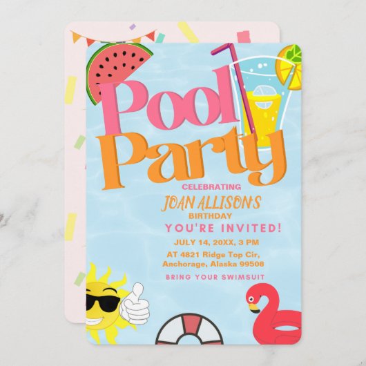 fête d'été invitation watermelon (Devant / Derrière)