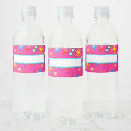 Fête d'été Rose Design Bouteille d'eau Étiquettes (Bouteilles)