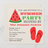 Fête d'été Watermelon & Flip Flops Invitation (Devant / Derrière)