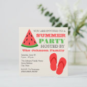 Fête d'été Watermelon & Flip Flops Invitation (Debout devant)
