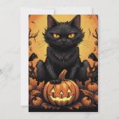 Fête d'Halloween | Chat noir et invitation Citroui (Dos)