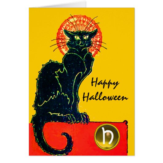 FÊTE D'HALLOWEEN CHAT NOIR MONOGRAMME (Devant)