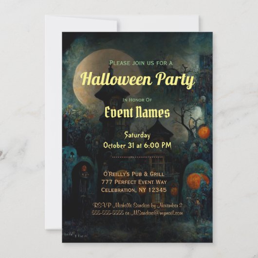 Fête d'Halloween | Haunted Castle Invitation (Dos)