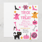 Fête d'Halloween, Trick ou Traiter Invitation éffr (Devant / Derrière)