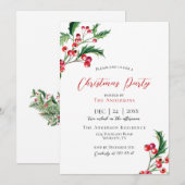 Fête d'invitation de Noël invitation baies d'hiver (Devant / Derrière)