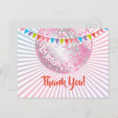 fête disco, paillettes, danse, carte de remercieme (Devant / Derrière)